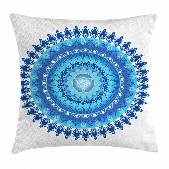 Yoga Chakra Blue Art Pattern Printed Cushion Cover