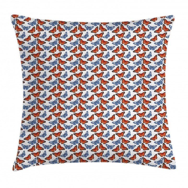 Detailed Winged Insect Art Pattern Printed Cushion Cover