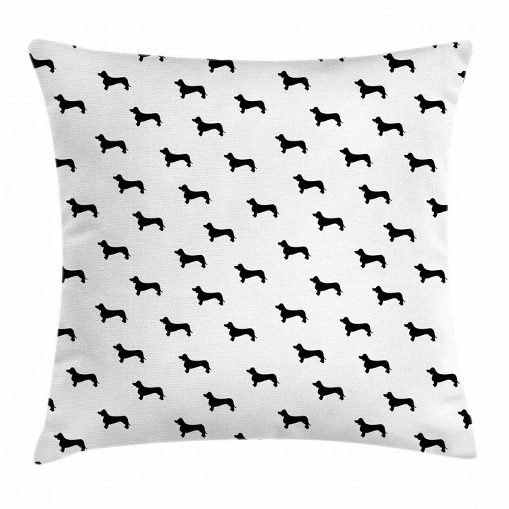 Black Pet Canine Silhouette Art Printed Cushion Cover