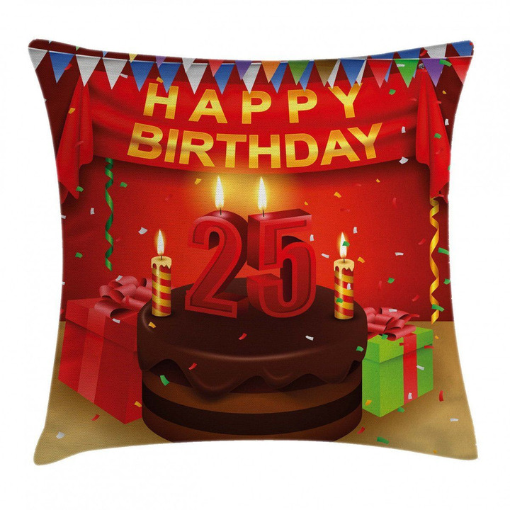 Cake Gifts 25th Birthday Art Printed Cushion Cover