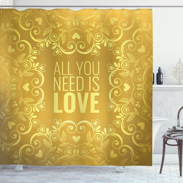 Romantic Words Swirls All I Need Is Love Shower Curtain Home Decor