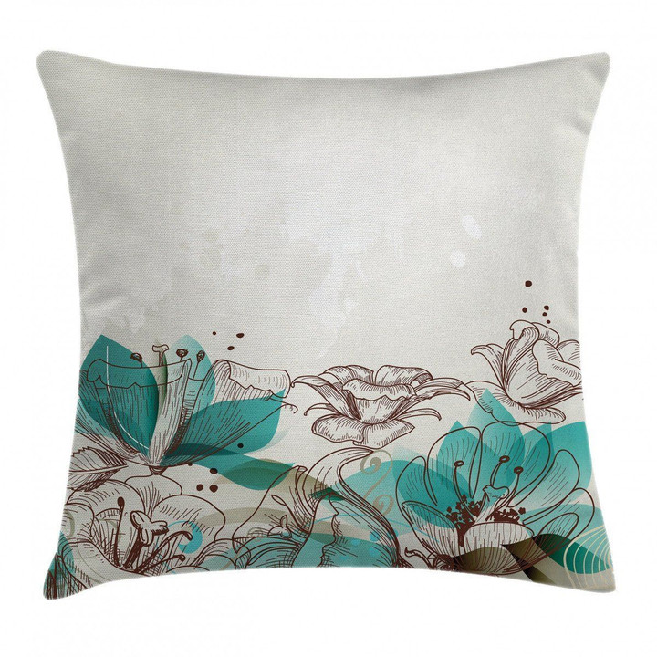 Retro Hibiscus Art Pattern Printed Cushion Cover