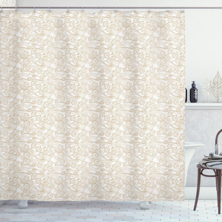 Geometrical Swirling Lines Pattern Pastel 3d Printed Shower Curtain Bathroom Decor