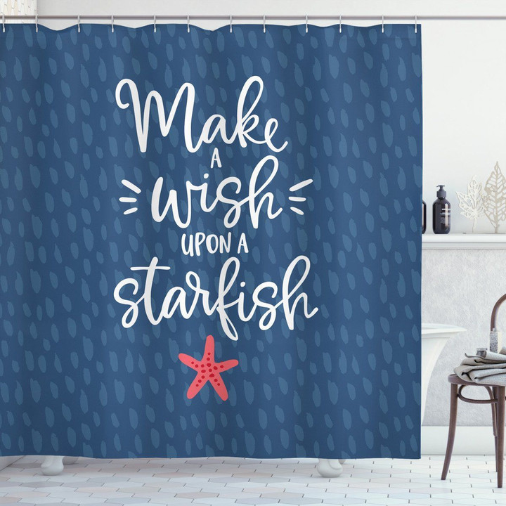 Nautical Text With Starfish Pattern Shower Curtain Home Decor
