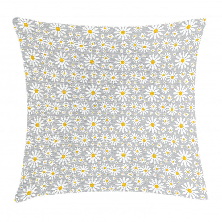 Chamomile Petals Purple Background Pattern Cushion Cover