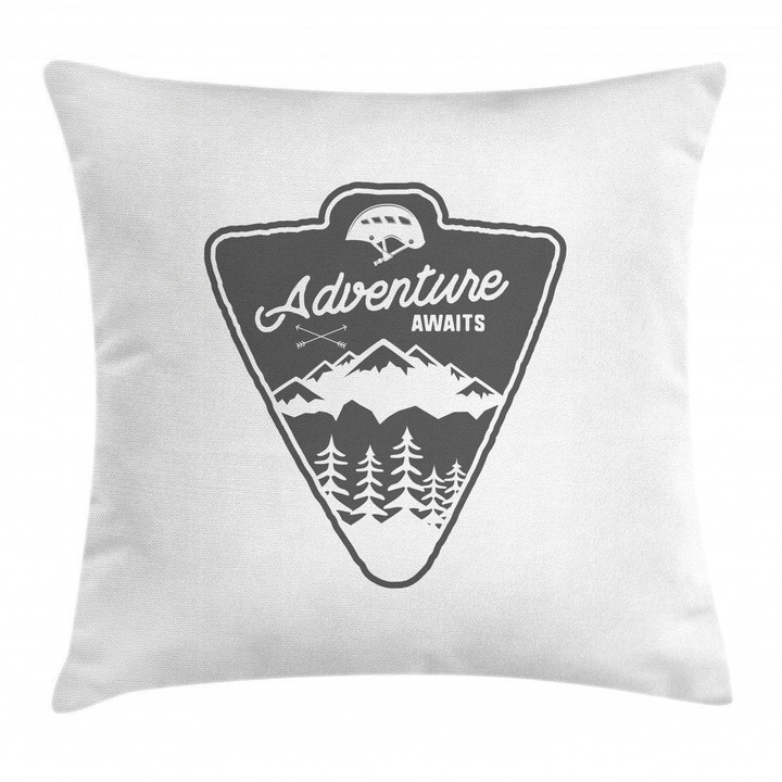 Camping And Hiking Adventure Awaits Art Pattern Printed Cushion Cover