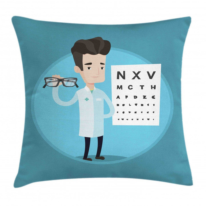Doctor Holding Eyeglasses Printed Cushion Cover Home Decor