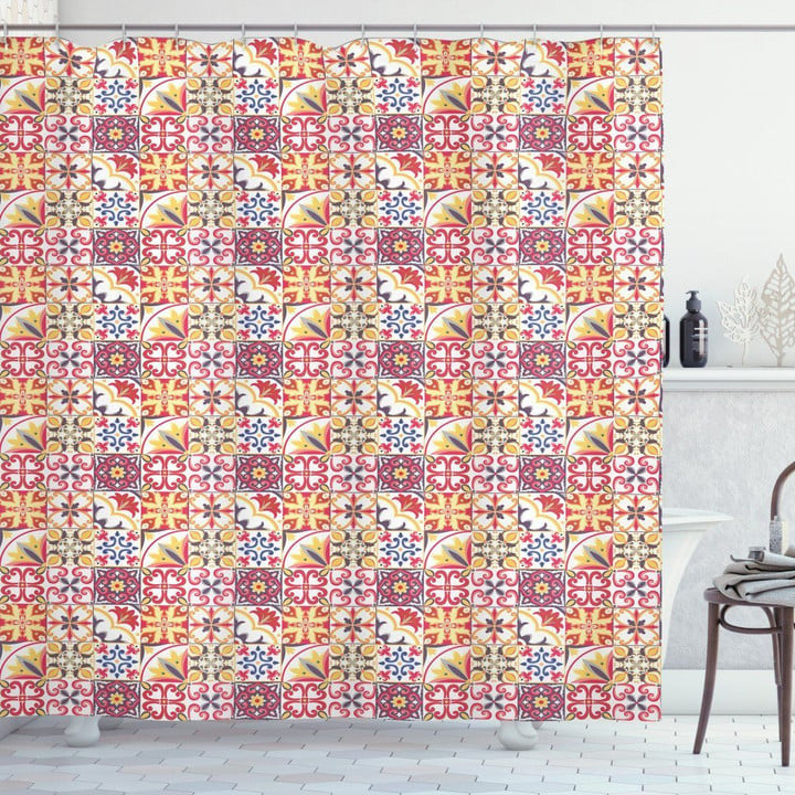 Italian Inspired Motif Pattern Shower Curtain Home Decor