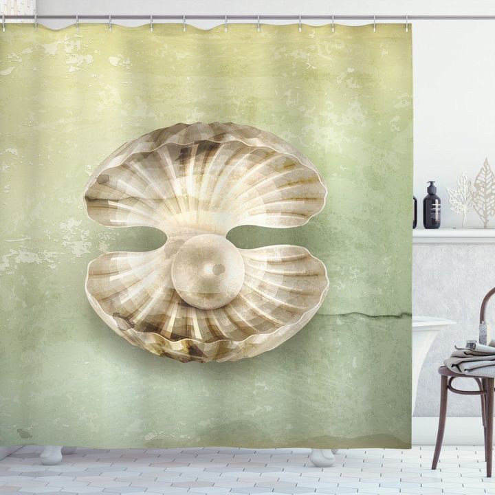 Open Shell Marine Life Pattern Shower Curtain Home Decor