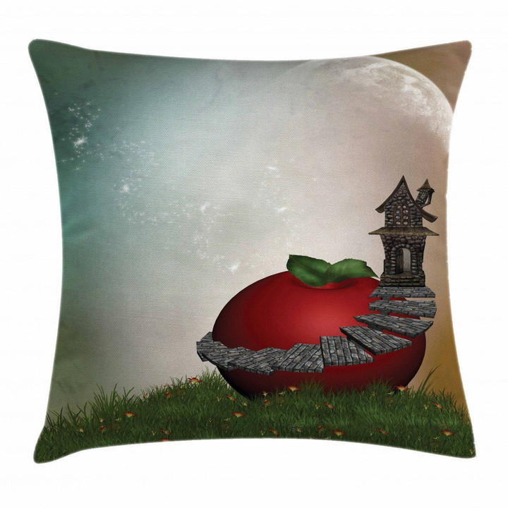Magic Apple With House Art Printed Cushion Cover