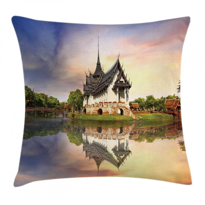 Medieval Building House Art Pattern Printed Cushion Cover