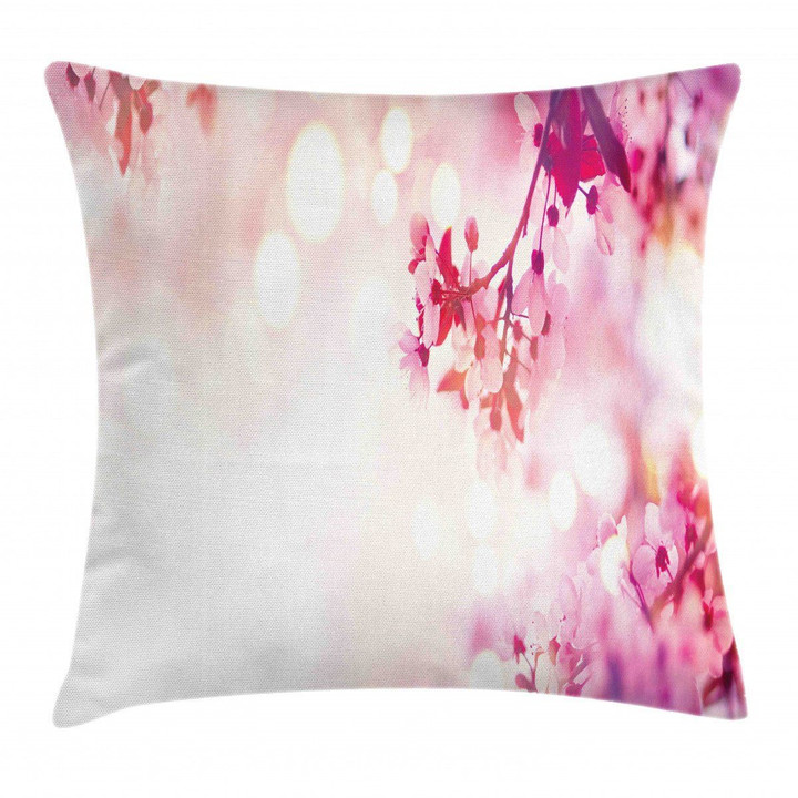 Japan Tree Design Flowers Pattern Printed Cushion Cover