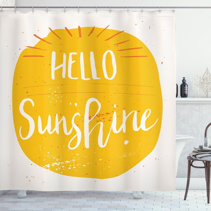Hello Sunshine Summer Season White 3d Printed Shower Curtain Bathroom Decor