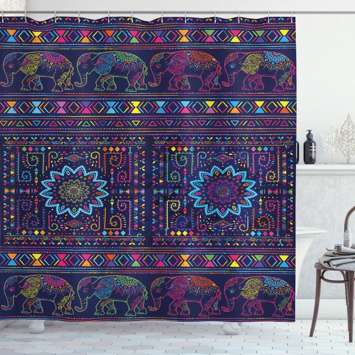 Middle Eastern Persia Elephant Pattern Shower Curtain Home Decor