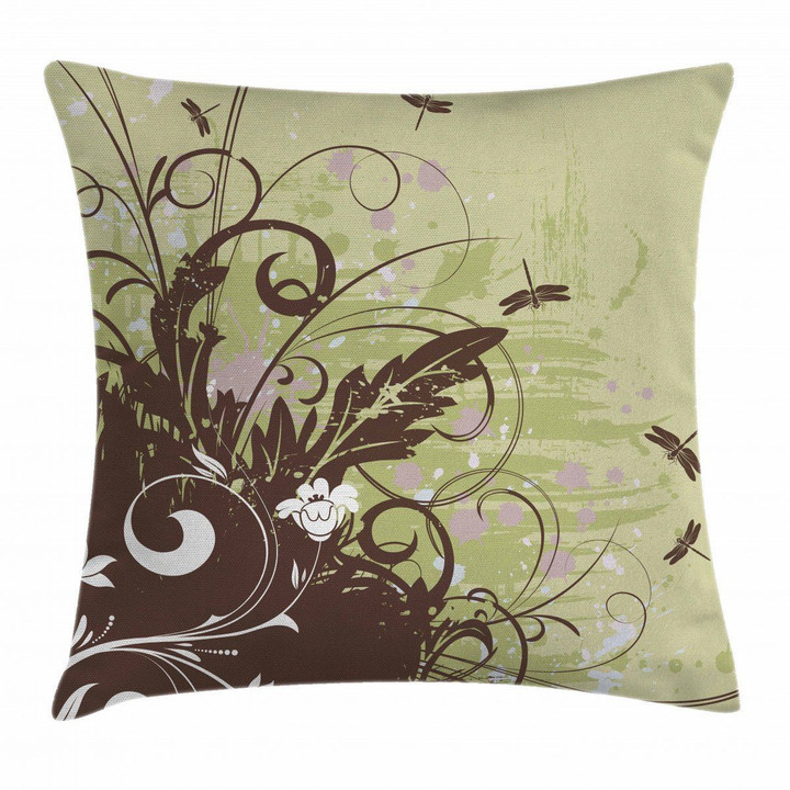 Retro Flower Grunge Art Pattern Printed Cushion Cover