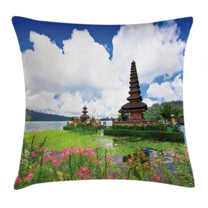 Bali Tropic Flowers Sea Art Pattern Printed Cushion Cover
