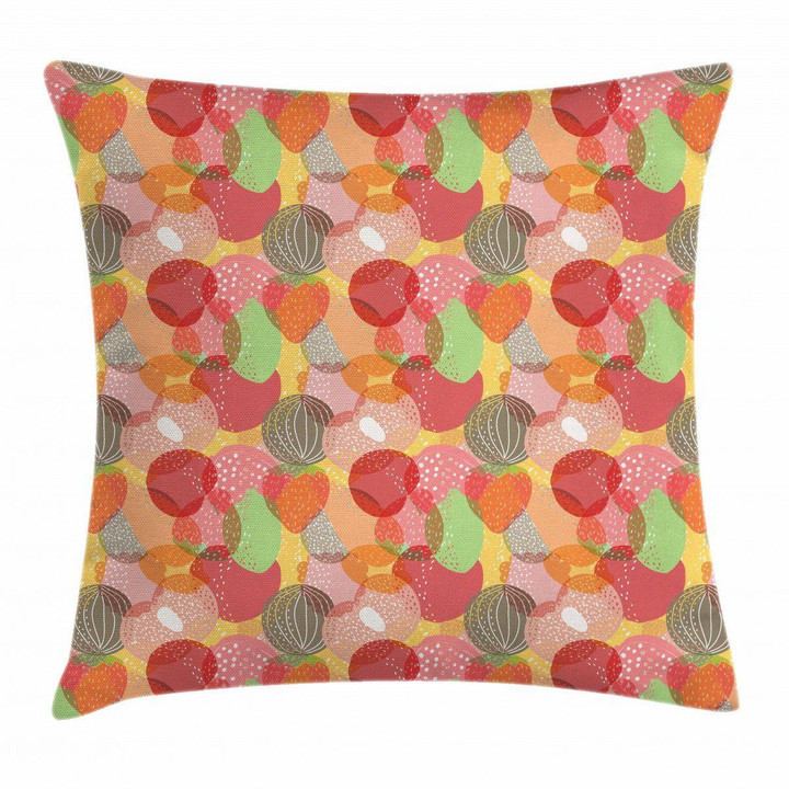 Jumbled Summer Fruits Art Pattern Printed Cushion Cover