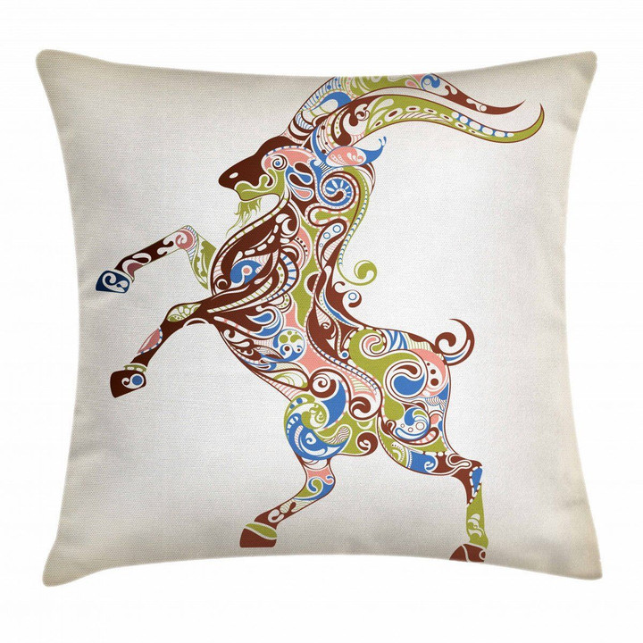 Reared Up Grandioso Goat Art Pattern Printed Cushion Cover
