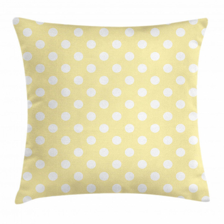 Retro Polka Dots Yellow Art Pattern Printed Cushion Cover