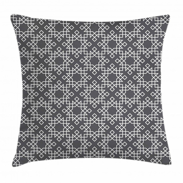 Star Tile Grey And Black Art Pattern Printed Cushion Cover