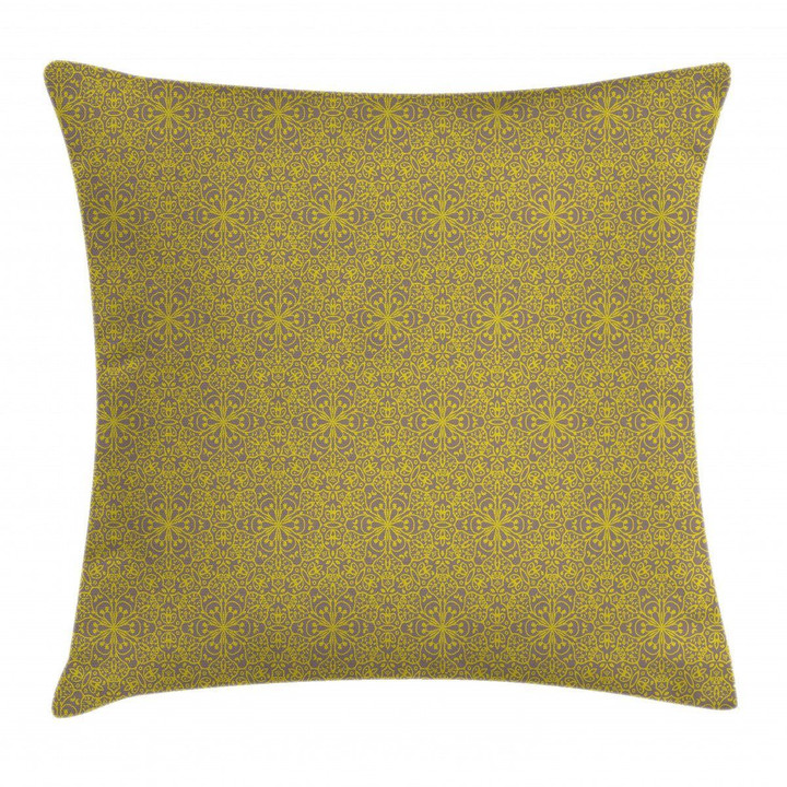Oriental Floral Hexagonal Pattern Printed Cushion Cover