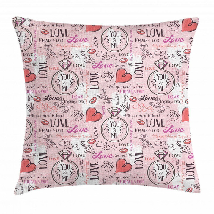 Romantic Message Heart Love Pattern Cushion Cover