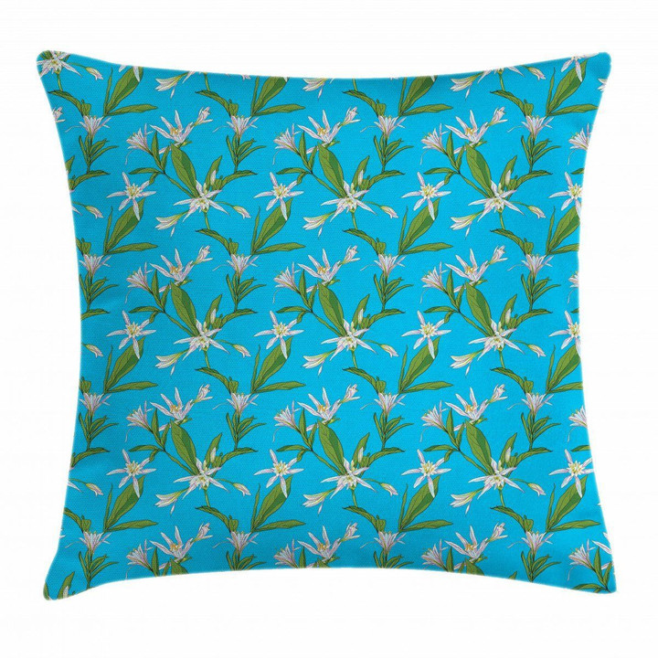 Blooming Lilies Springtime Art Pattern Printed Cushion Cover