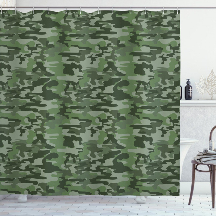 Uniform Green Tone Pattern Shower Curtain Home Decor