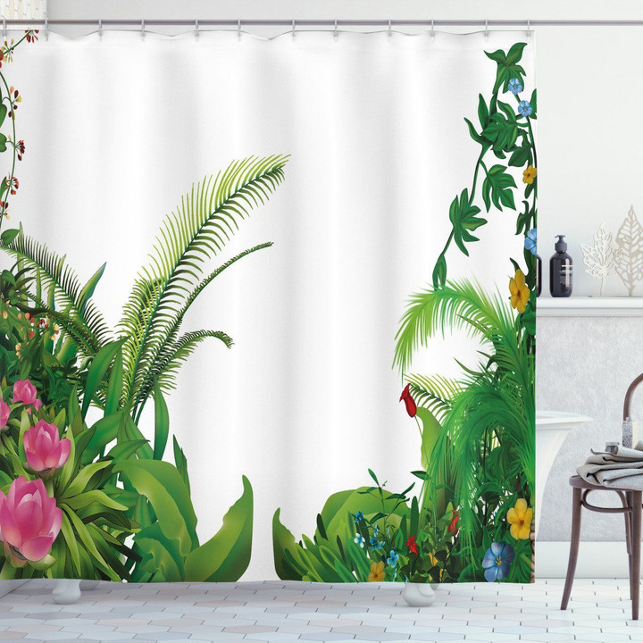 Tropical Plants Exotic Garden Pattern Shower Curtain Home Decor