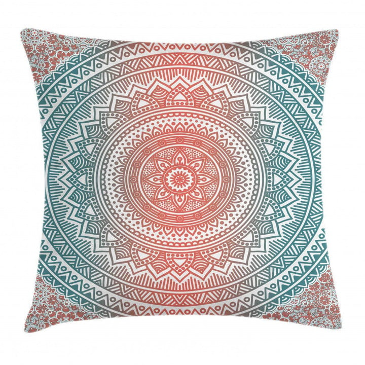 Antique Mandala Flower Pattern Printed Cushion Cover