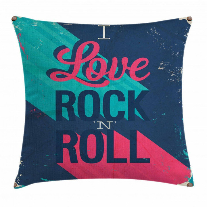 I Love Rock And Roll Art Printed Cushion Cover