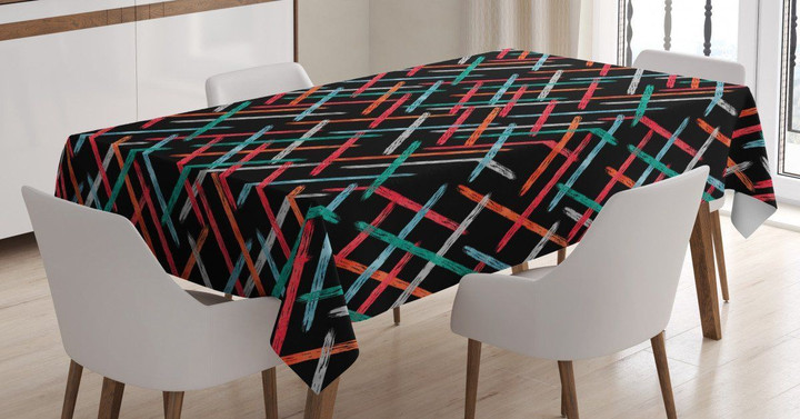 Abstract Watercolor Paintbrush Printed Tablecloth Home Decor