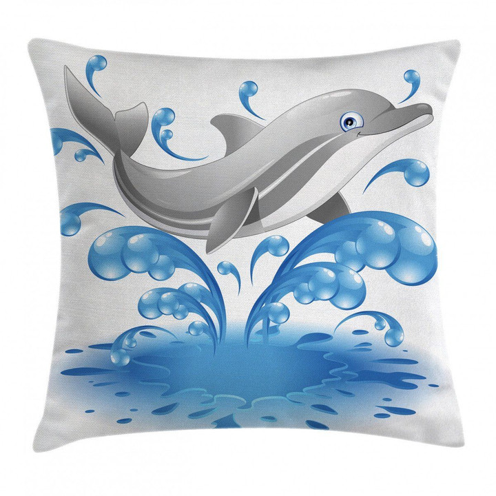 Dolphin Sealife Cartoon Art Printed Cushion Cover