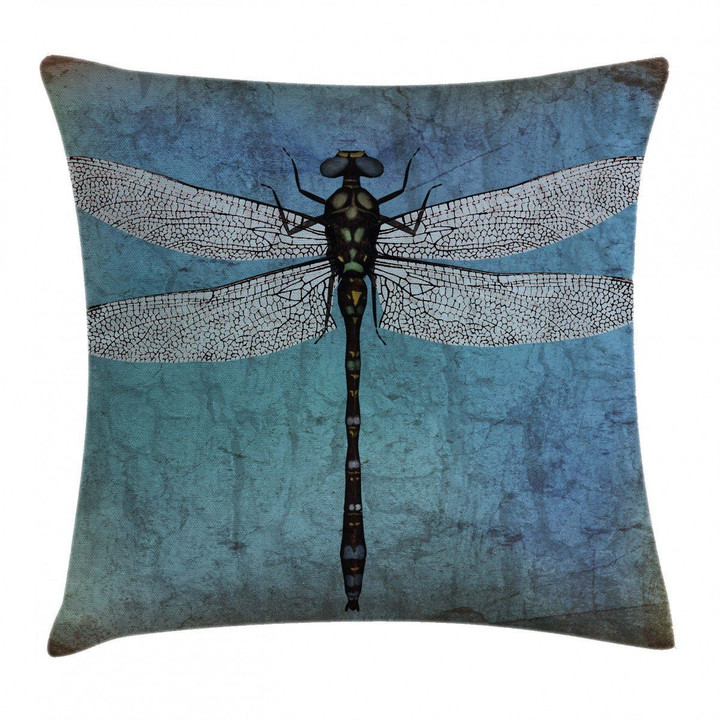 Dragonfly Bug Turquoise Pattern Printed Cushion Cover