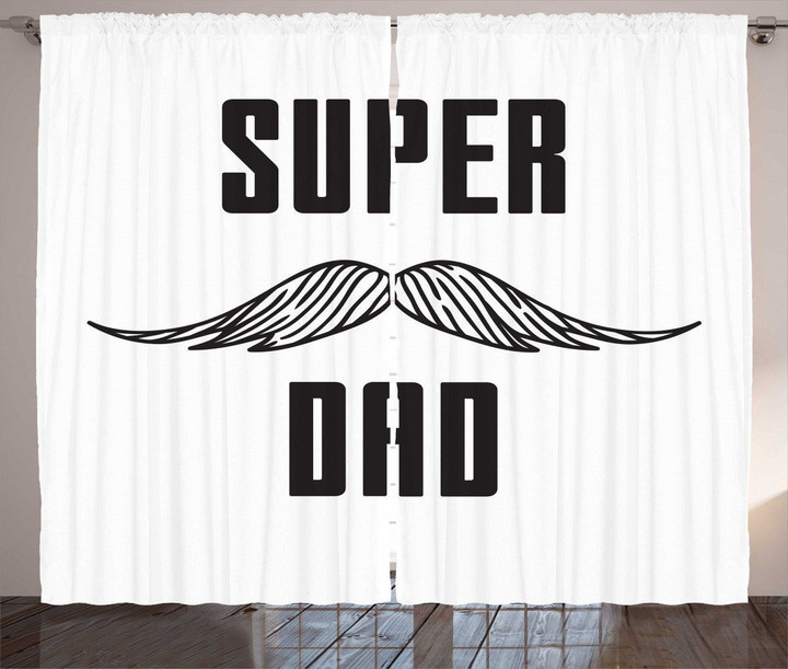 Super Dad With Mustache Pattern Window Curtain Home Decor