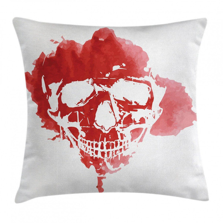 Red Gothic Skeleton Art Printed Cushion Cover