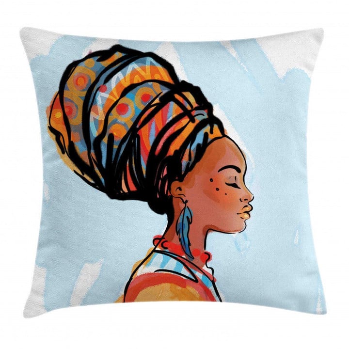 Traditional Woman Closing The Eyes Cushion Cover Home Decor