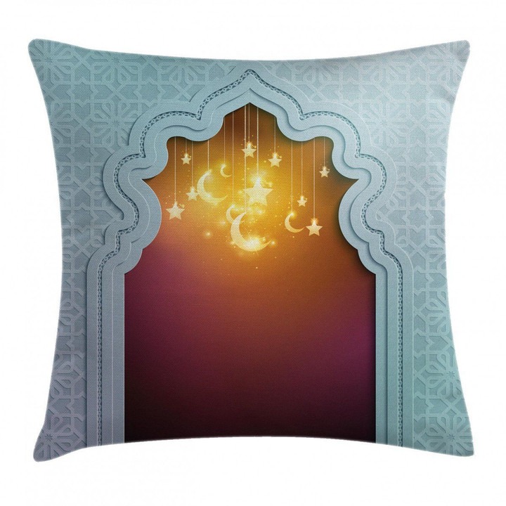 Arabic Signs And Stars Art Printed Cushion Cover