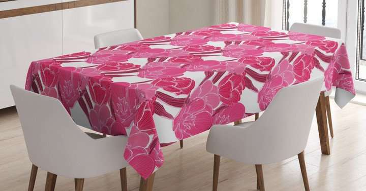 Pink Spring Blossoms Printed Tablecloth Home Decor