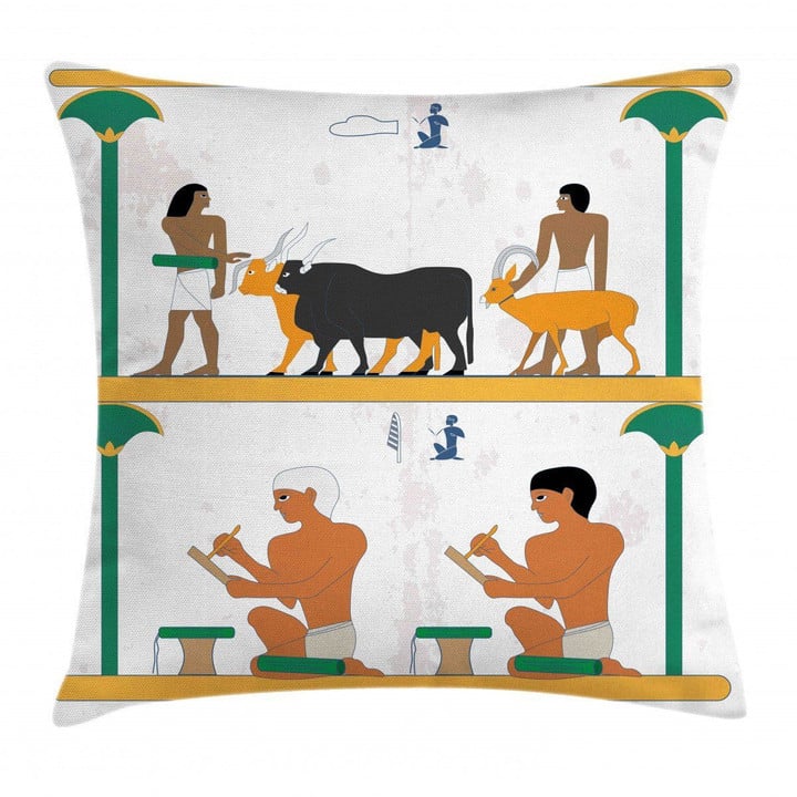 Man And Animal Printed Cushion Cover Home Decor