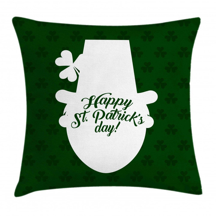 Leprechaun Hat And Clover Art Pattern Printed Cushion Cover