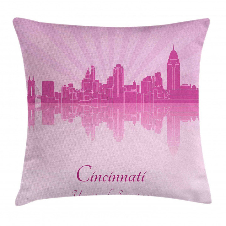 Sun Rays Travel Tourism Pink Pattern Printed Cushion Cover