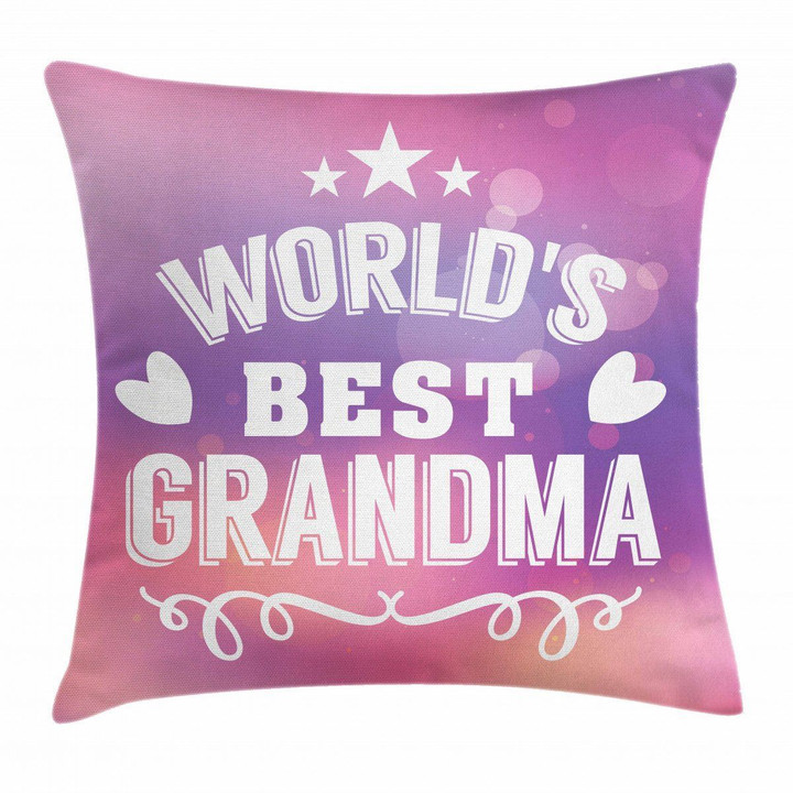 Stars And Heart World's Best Grandma Pattern Art Printed Cushion Cover