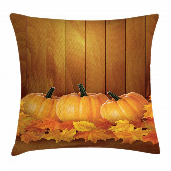 Squash Pumpkins Wood Orange Pattern Cushion Cover