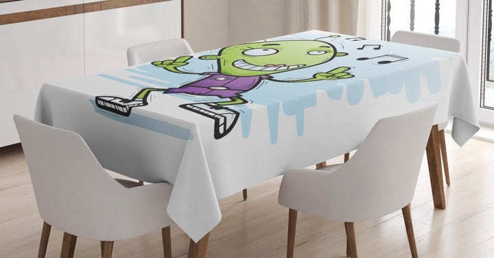 Funny Alien Dancing To Music Printed Tablecloth Home Decor