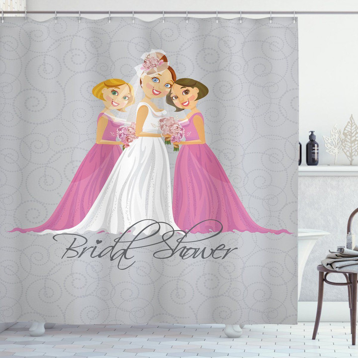 Bridesmaid Swirls Lovely Girls Pattern Shower Curtain Home Decor