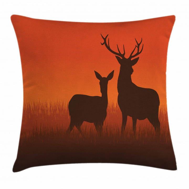 Deer Doe Autumn Art Printed Cushion Cover