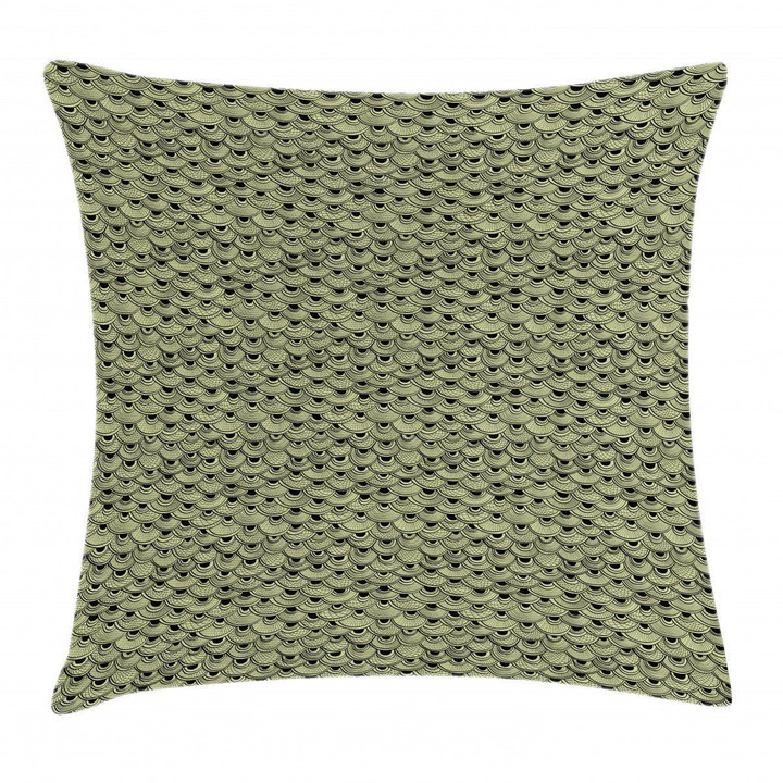Boho Curves Dark Green Printed Cushion Cover Home Decor