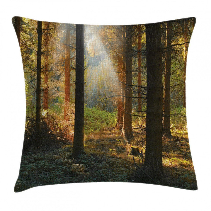 Sunset Dark Pine Trees Pattern Art Printed Cushion Cover