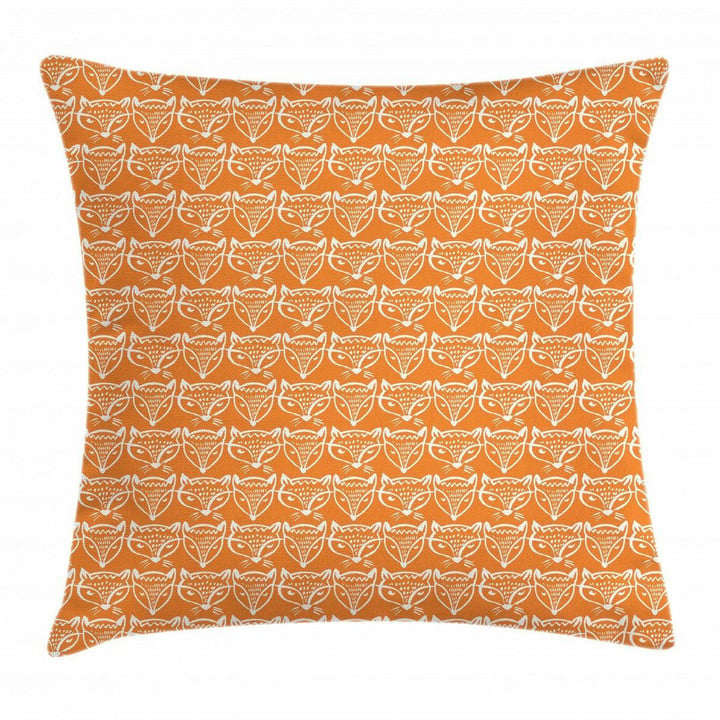 Fox Faces Forest Animals Art Pattern Printed Cushion Cover